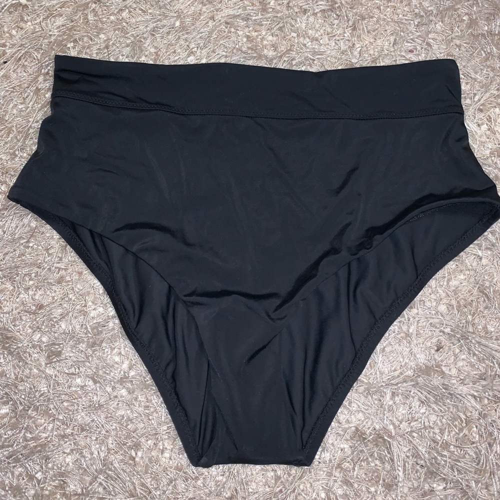 Shade & Shore Elegant high rise Black Bikini Bottoms size L (12/14) NWOT